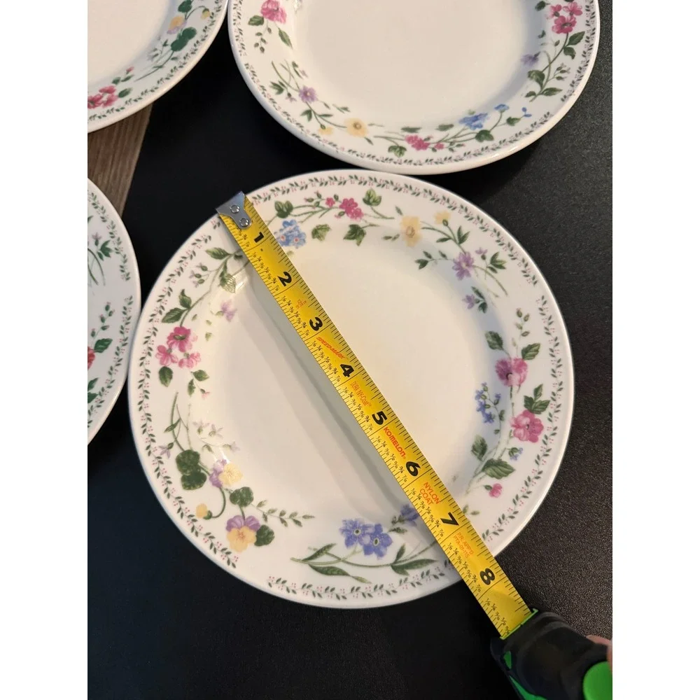 Farberware English Garden Stoneware Salad Dessert Plates Set of 4 Floral 7.5 In